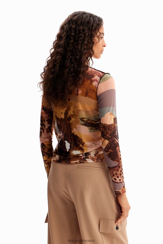 Desigual mujer camiseta fina con diseño de tapiz de tul VZ26R0109 ropa