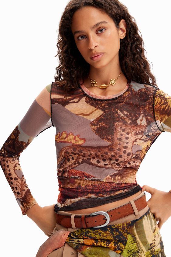 Desigual mujer camiseta fina con diseño de tapiz de tul VZ26R0109 ropa