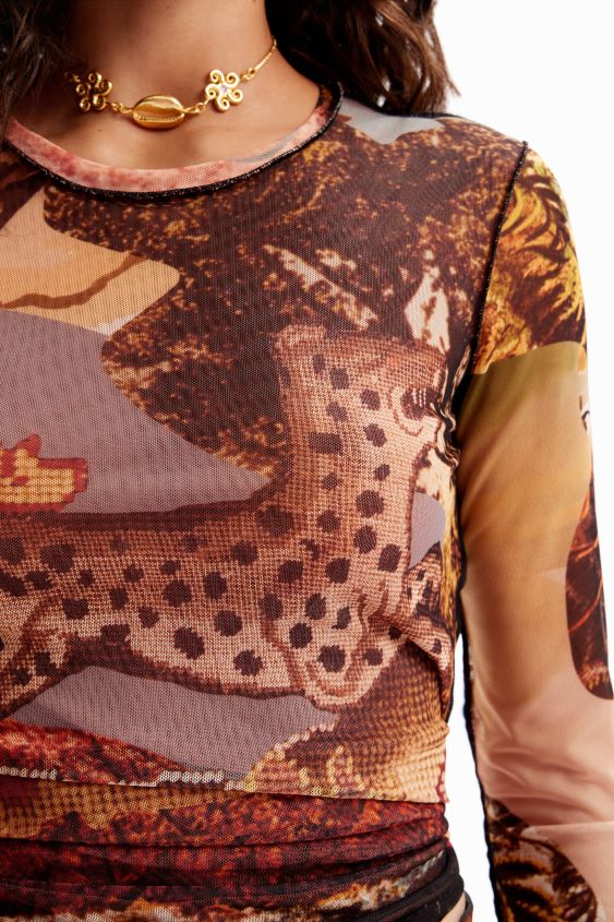 Desigual mujer camiseta fina con diseño de tapiz de tul VZ26R0109 ropa