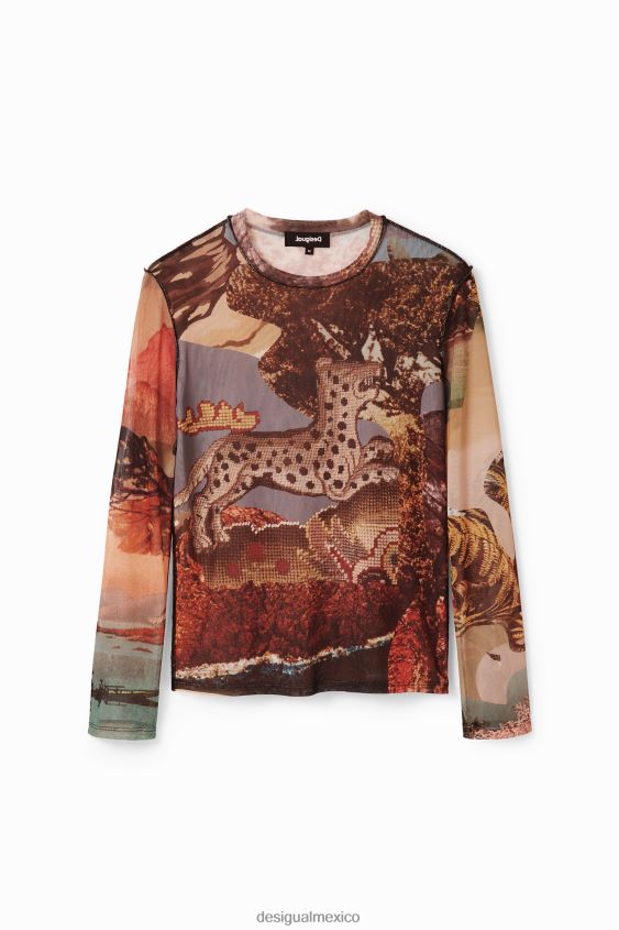 Desigual mujer camiseta fina con diseño de tapiz de tul VZ26R0109 ropa