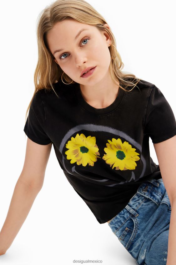 Desigual mujer camiseta flores sonrientes VZ26R01018 ropa