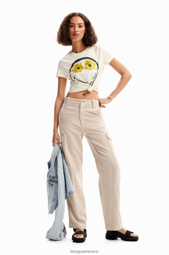 Desigual mujer camiseta flores sonrientes VZ26R0944 ropa