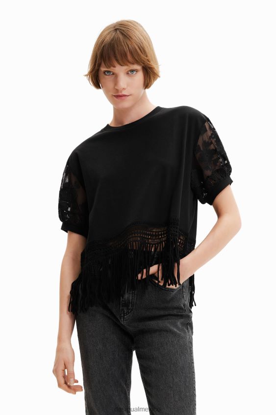 Desigual mujer camiseta oversize con flecos VZ26R0385 ropa