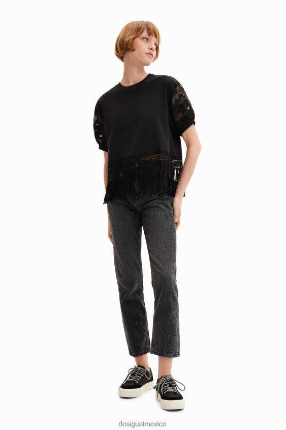Desigual mujer camiseta oversize con flecos VZ26R0385 ropa