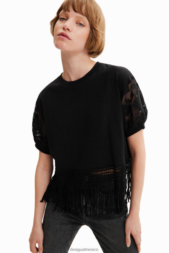 Desigual mujer camiseta oversize con flecos VZ26R0385 ropa