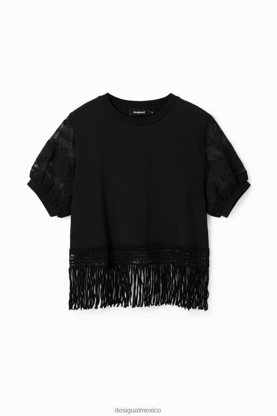 Desigual mujer camiseta oversize con flecos VZ26R0385 ropa