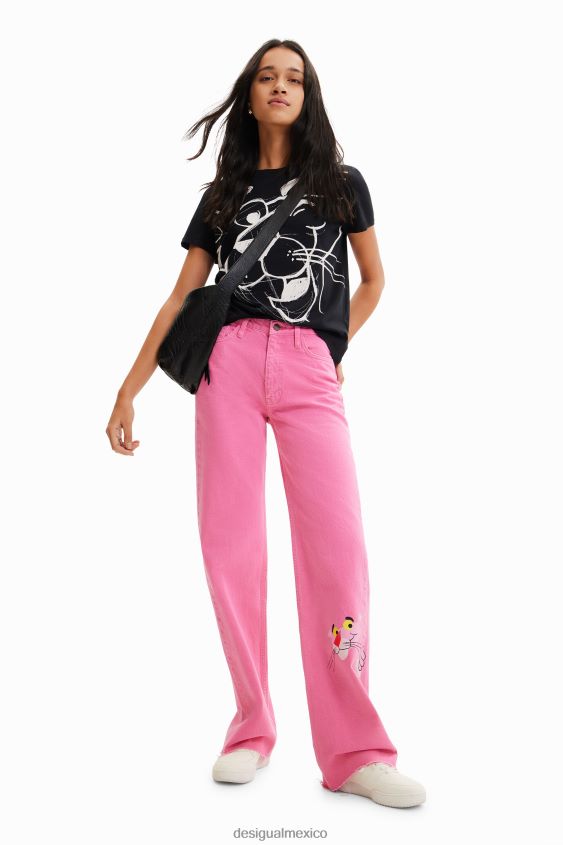 Desigual mujer camiseta pantera rosa contraste VZ26R0935 ropa