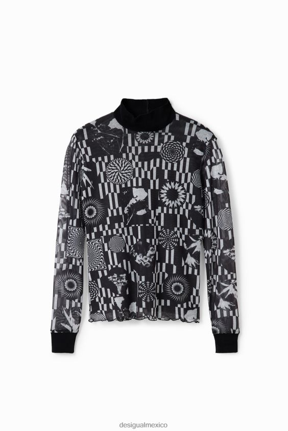 Desigual mujer camiseta psicodélica de tul delgada VZ26R071 ropa