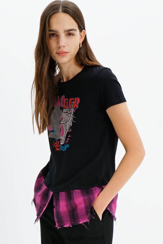 Desigual mujer camiseta rockera de doble capa VZ26R0868 ropa