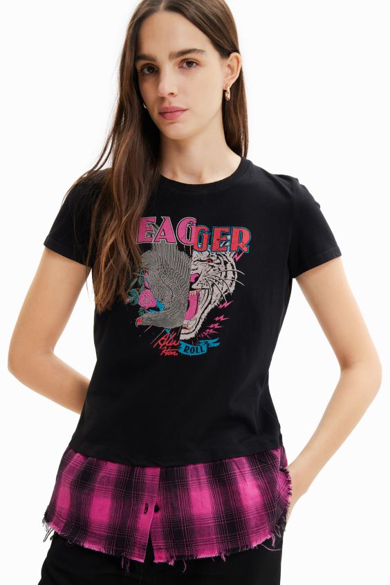 Desigual mujer camiseta rockera de doble capa VZ26R0868 ropa