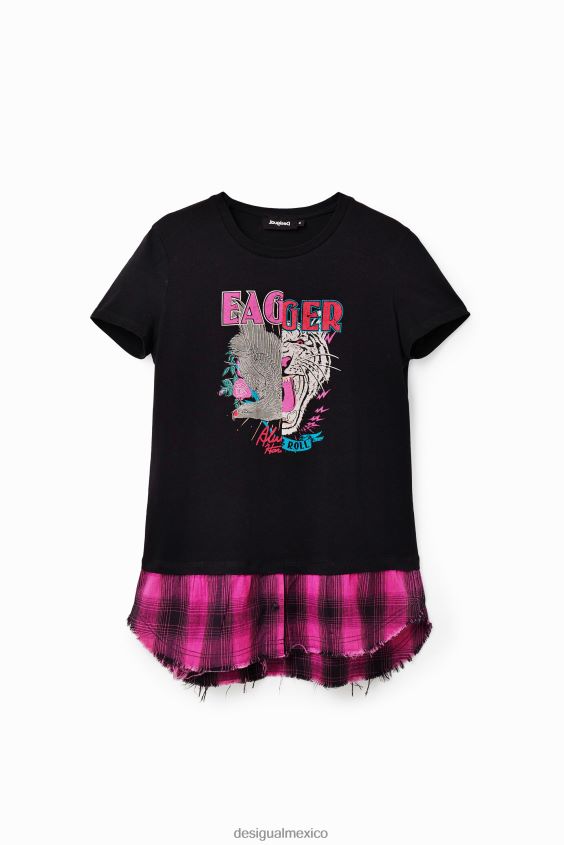 Desigual mujer camiseta rockera de doble capa VZ26R0868 ropa