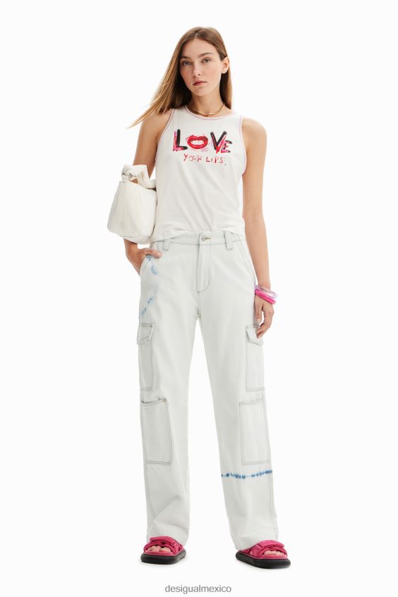 Desigual mujer camiseta sin mangas con mensaje VZ26R0872 ropa