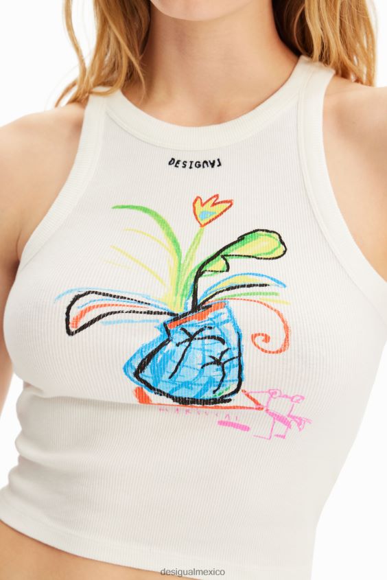 Desigual mujer camiseta slim de canalé con ilustración VZ26R0580 ropa
