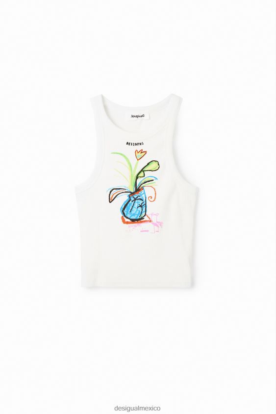 Desigual mujer camiseta slim de canalé con ilustración VZ26R0580 ropa