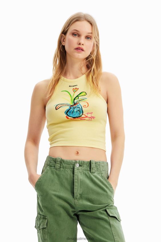 Desigual mujer camiseta slim de canalé con ilustración VZ26R0752 ropa
