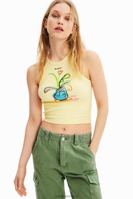 Desigual mujer camiseta slim de canalé con ilustración VZ26R0752 ropa