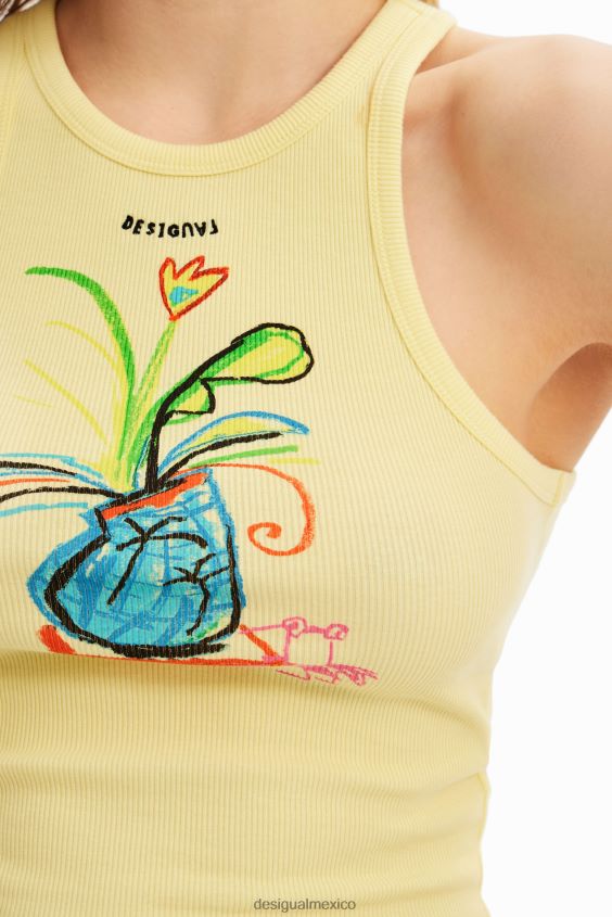 Desigual mujer camiseta slim de canalé con ilustración VZ26R0752 ropa