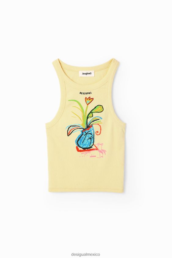 Desigual mujer camiseta slim de canalé con ilustración VZ26R0752 ropa