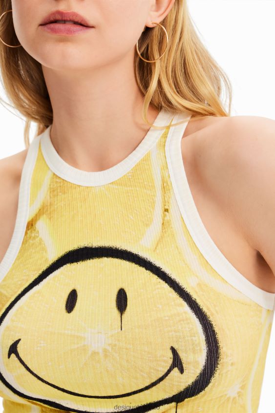 Desigual mujer camiseta slim de canalé con smiley VZ26R0748 ropa
