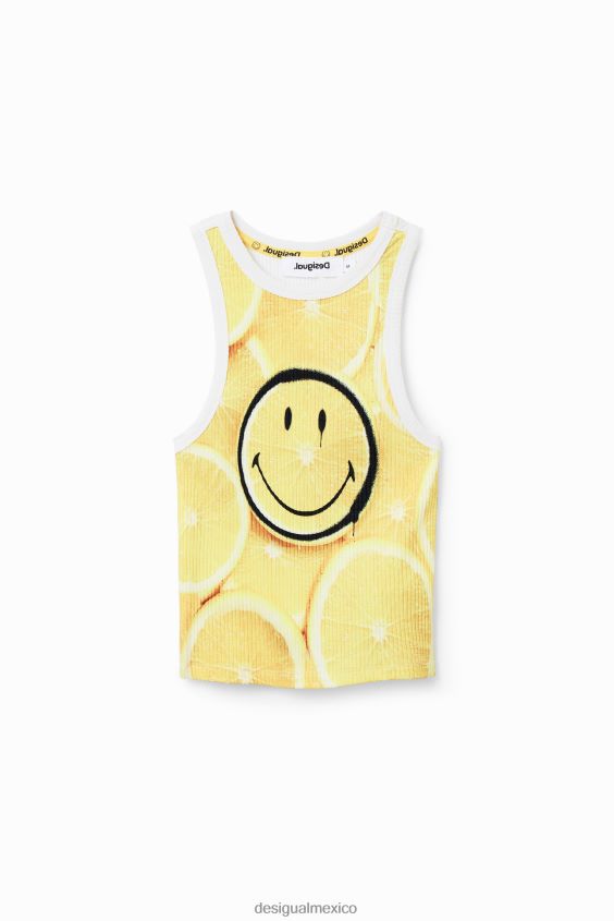 Desigual mujer camiseta slim de canalé con smiley VZ26R0748 ropa