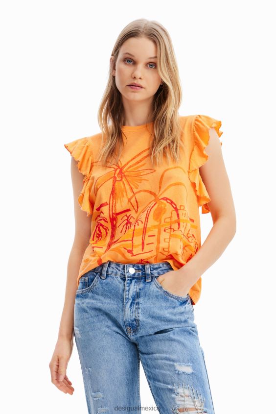 Desigual mujer camiseta volante ilustración VZ26R0967 ropa