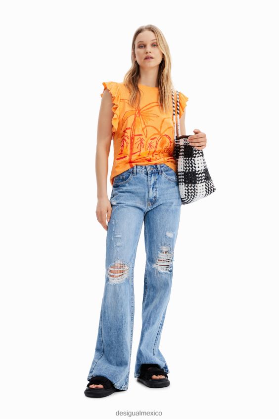 Desigual mujer camiseta volante ilustración VZ26R0967 ropa