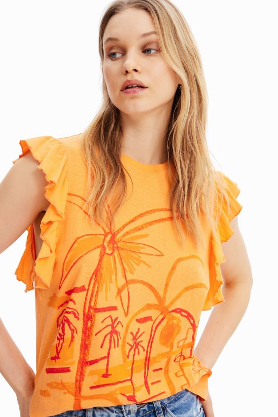 Desigual mujer camiseta volante ilustración VZ26R0967 ropa