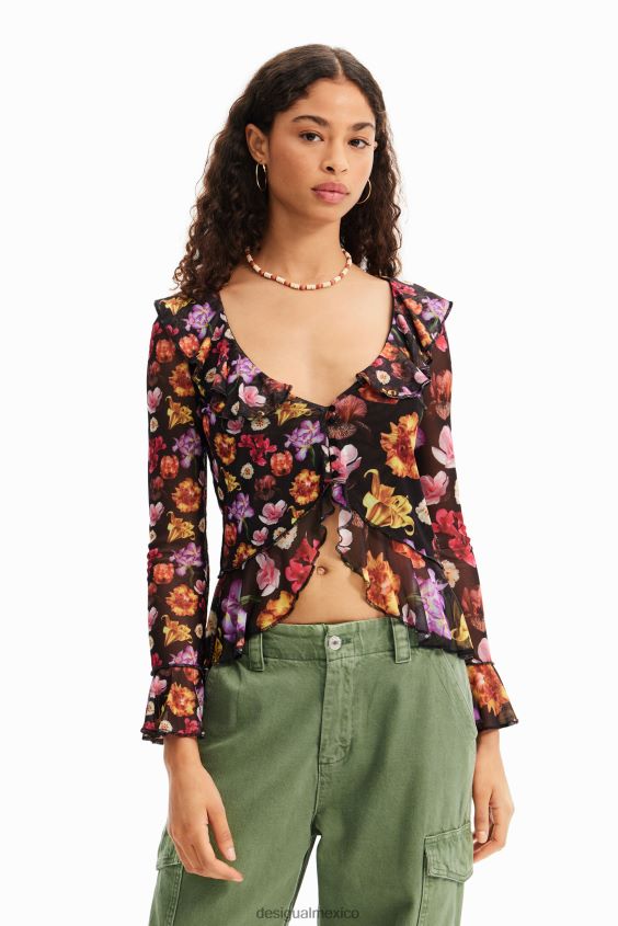 Desigual mujer metro. blusa con volantes de christian lacroix VZ26R0782 ropa