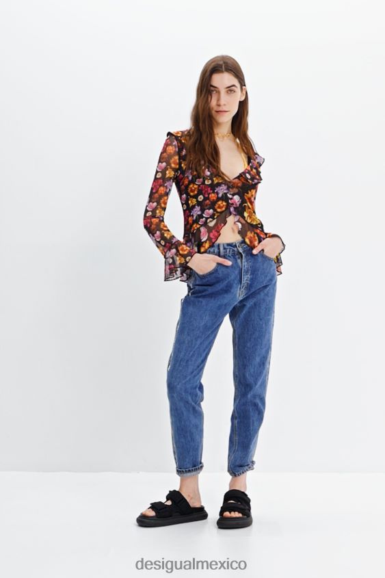 Desigual mujer metro. blusa con volantes de christian lacroix VZ26R0782 ropa