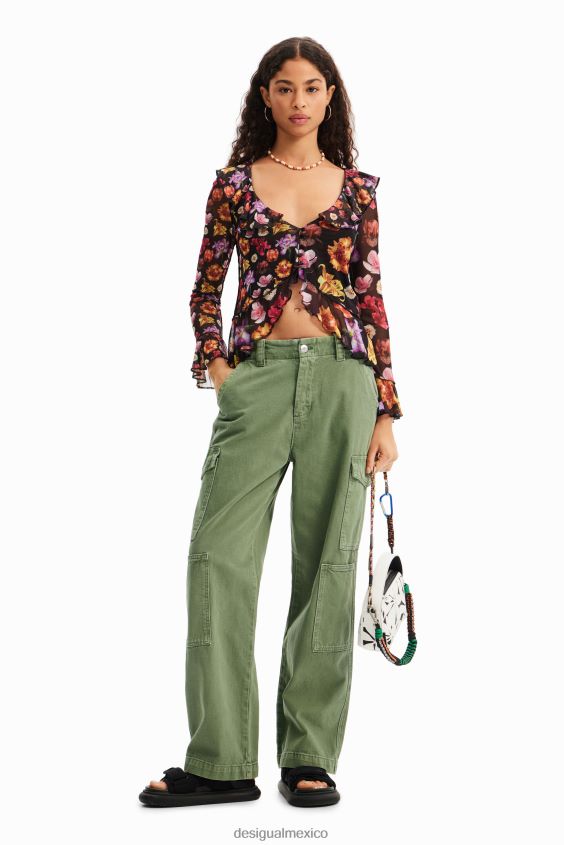 Desigual mujer metro. blusa con volantes de christian lacroix VZ26R0782 ropa
