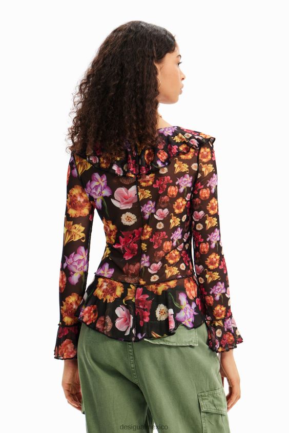 Desigual mujer metro. blusa con volantes de christian lacroix VZ26R0782 ropa