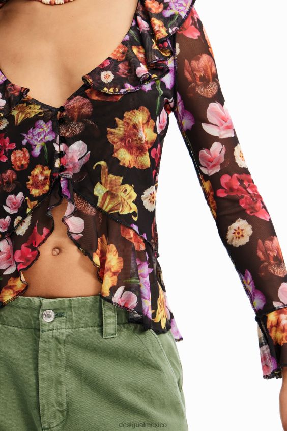 Desigual mujer metro. blusa con volantes de christian lacroix VZ26R0782 ropa