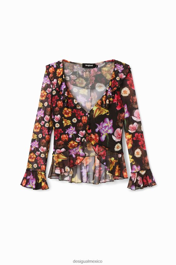 Desigual mujer metro. blusa con volantes de christian lacroix VZ26R0782 ropa