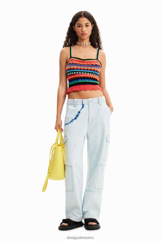 Desigual mujer top corto de crochet con tiras VZ26R0970 ropa