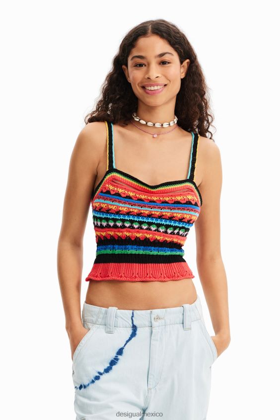 Desigual mujer top corto de crochet con tiras VZ26R0970 ropa