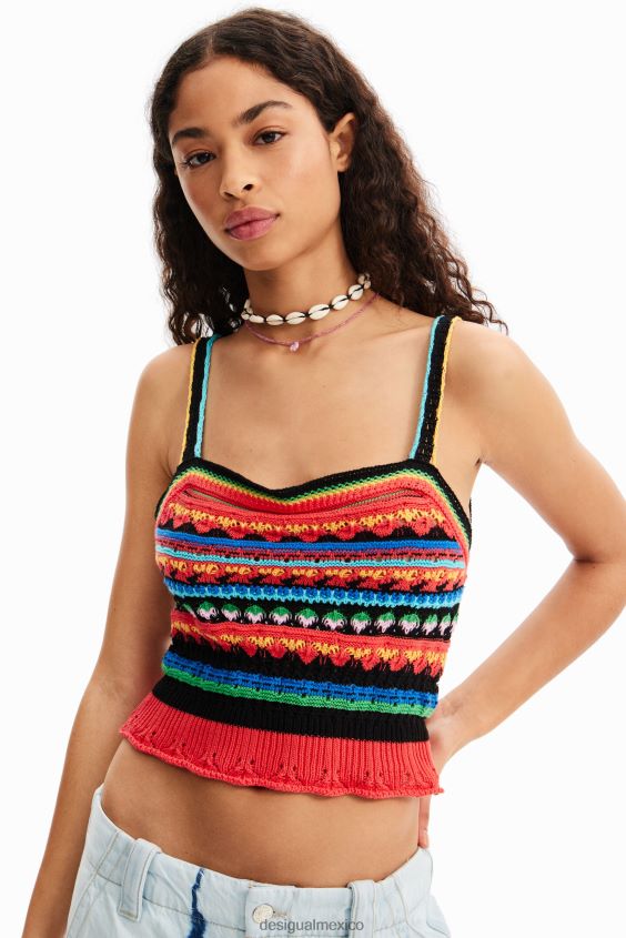 Desigual mujer top corto de crochet con tiras VZ26R0970 ropa
