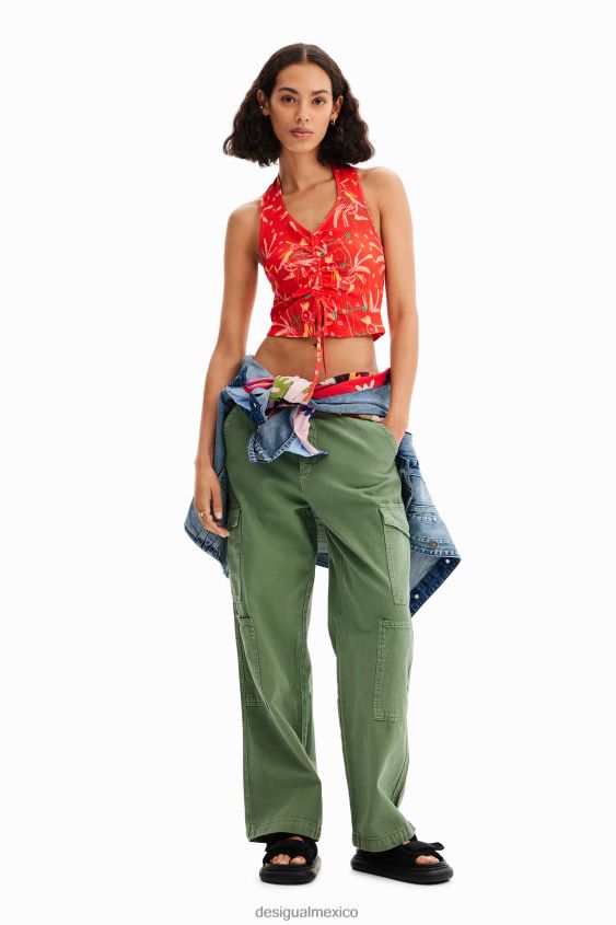 Desigual mujer top corto fruncido VZ26R0388 ropa
