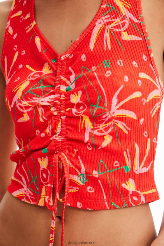 Desigual mujer top corto fruncido VZ26R0388 ropa