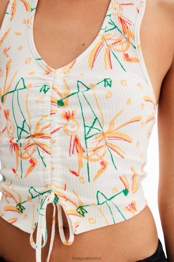 Desigual mujer top corto fruncido VZ26R0663 ropa