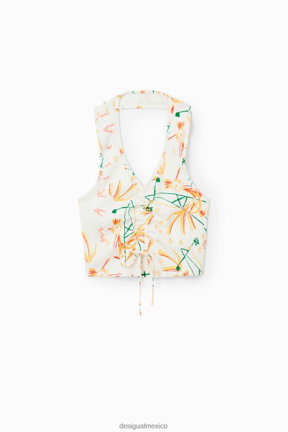 Desigual mujer top corto fruncido VZ26R0663 ropa