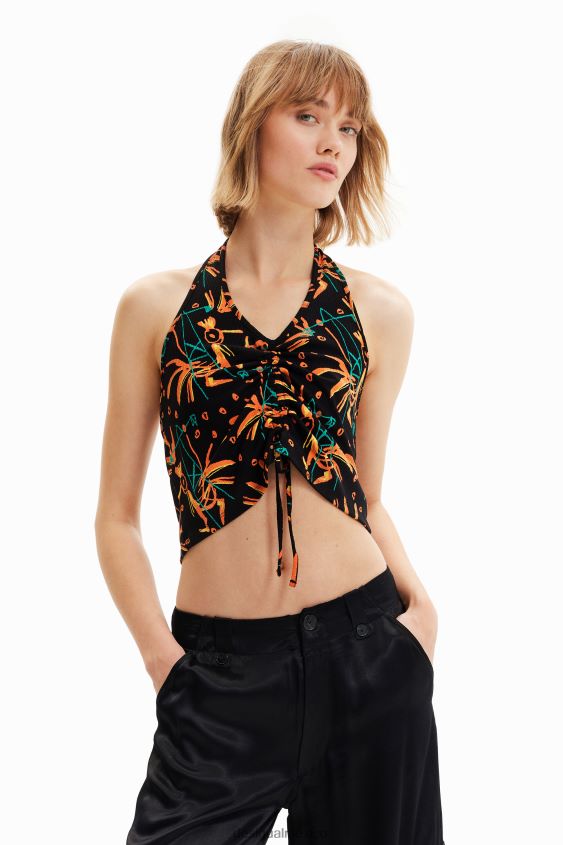 Desigual mujer top corto fruncido VZ26R0683 ropa