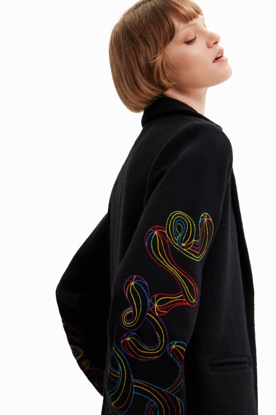 Desigual mujer abrigo largo bordado VZ26R0290 ropa