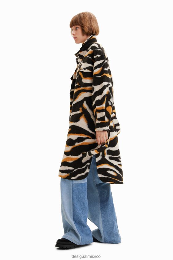Desigual mujer abrigo largo con estampado de cebra VZ26R0736 ropa