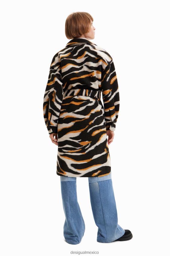 Desigual mujer abrigo largo con estampado de cebra VZ26R0736 ropa