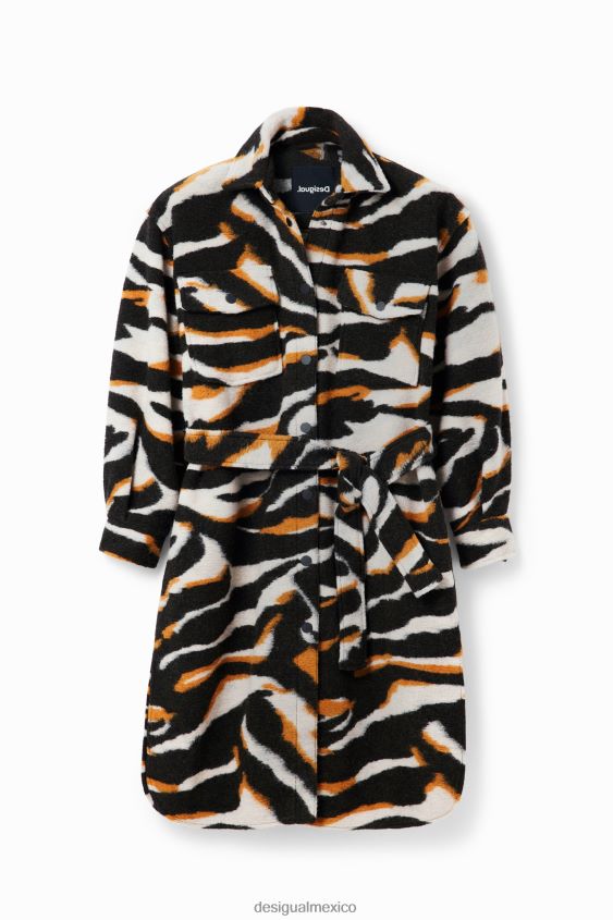 Desigual mujer abrigo largo con estampado de cebra VZ26R0736 ropa
