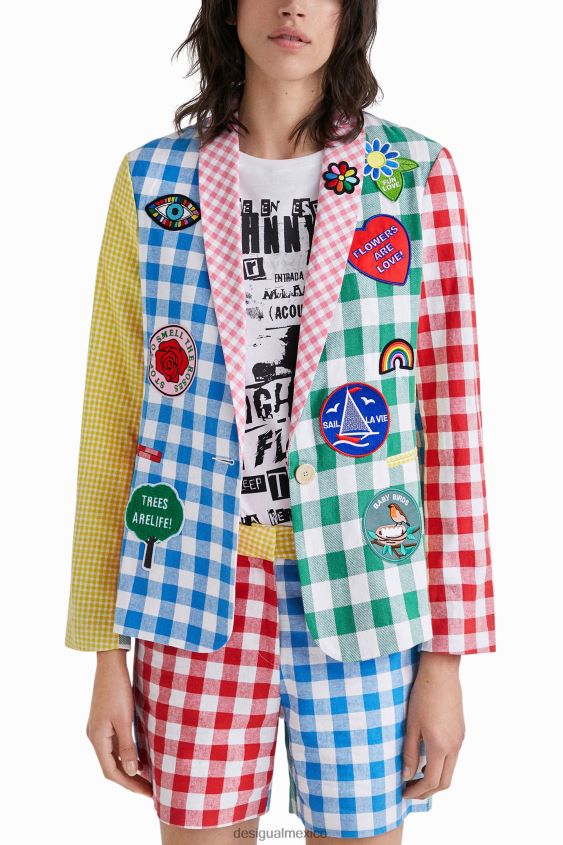 Desigual mujer blazer con patchwork a cuadros de johnson hartig VZ26R01060 ropa
