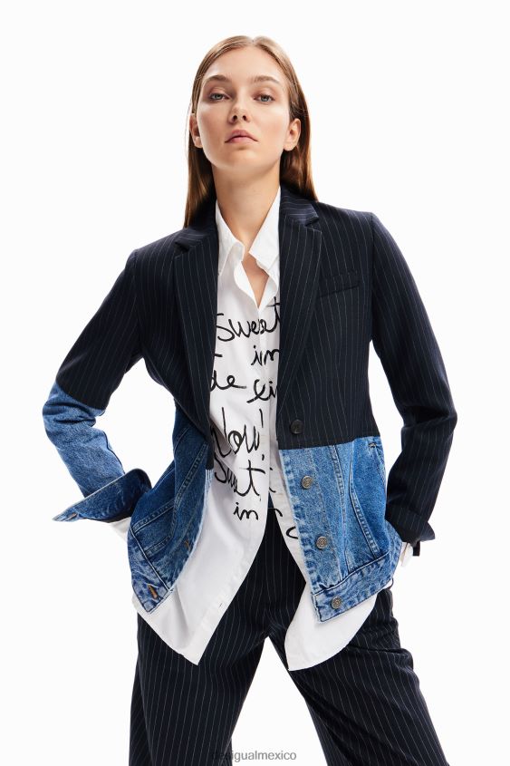 Desigual mujer blazer de mezclilla híbrido VZ26R049 ropa