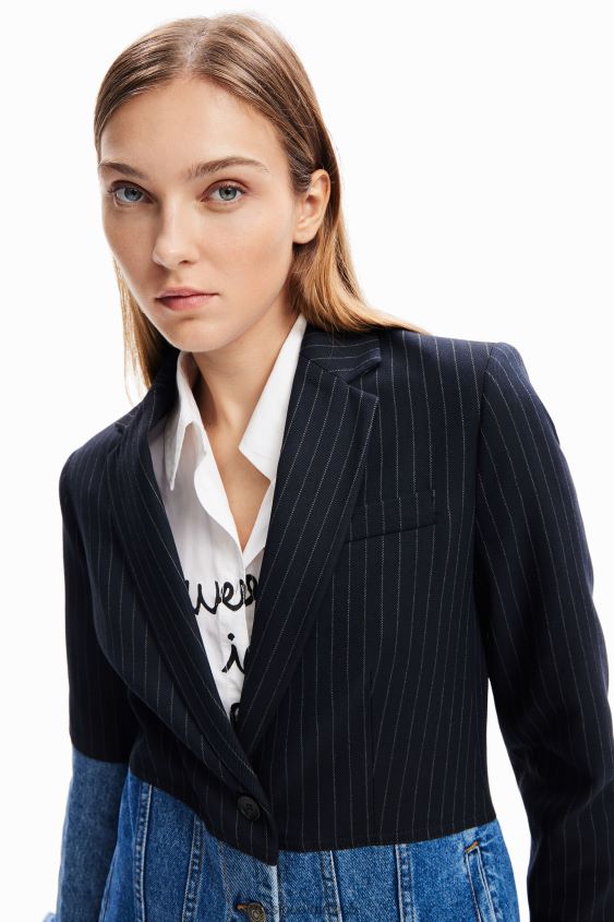 Desigual mujer blazer de mezclilla híbrido VZ26R049 ropa