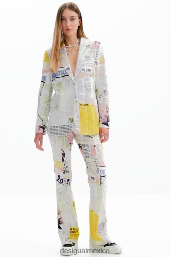 Desigual mujer blazer estilo collage de periódicos VZ26R081 ropa