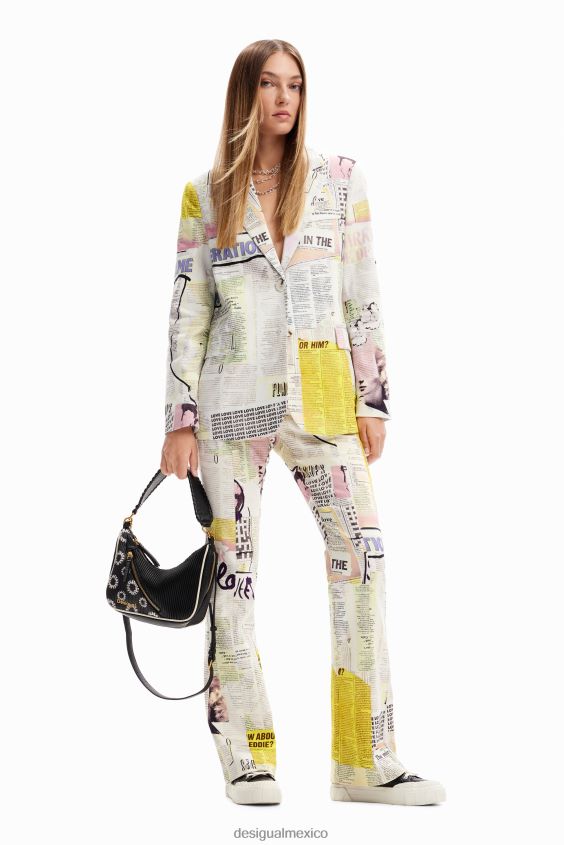 Desigual mujer blazer estilo collage de periódicos VZ26R081 ropa
